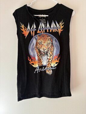 Def Leppard Animal Graphic Muscle Tee Medium M Black Pyromania Band Tank
